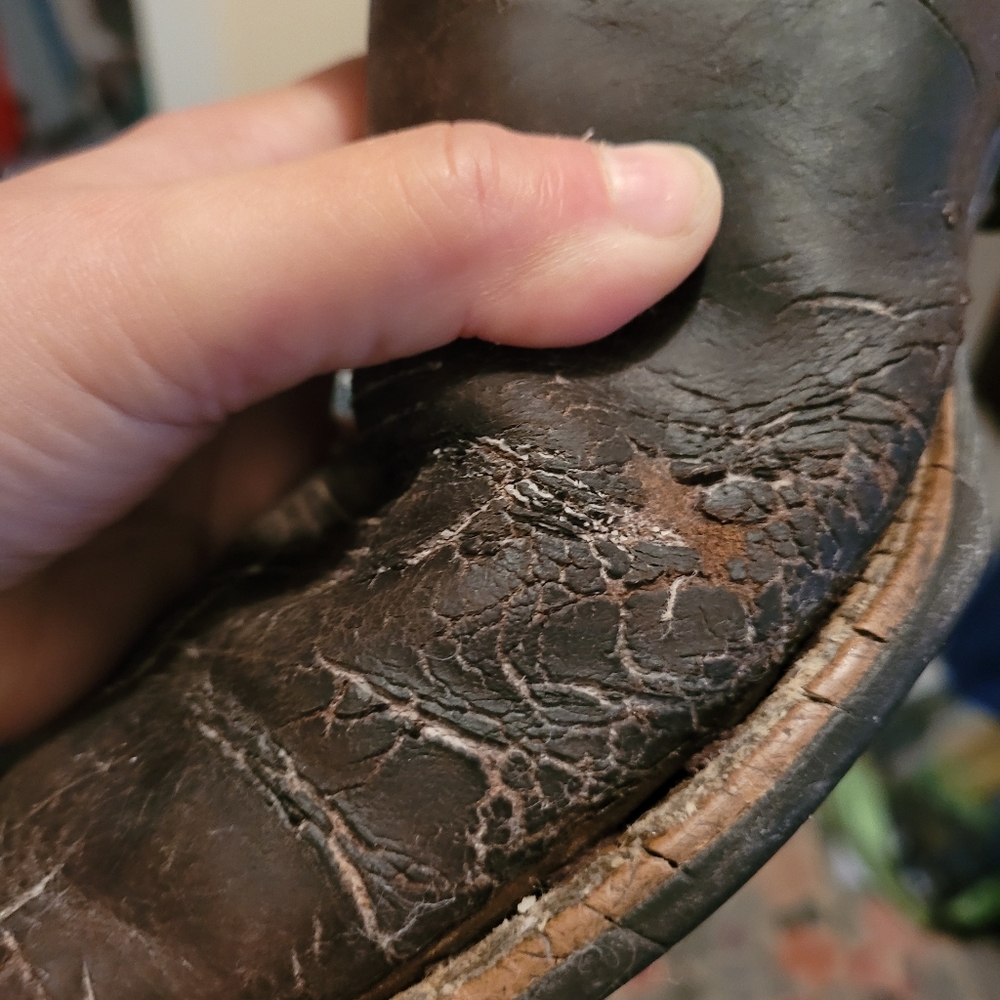 Ariat 9.5 Sport Outfitter Distressed Brown Western Cowboy Boots Blue Stitching - Picture 5 of 10